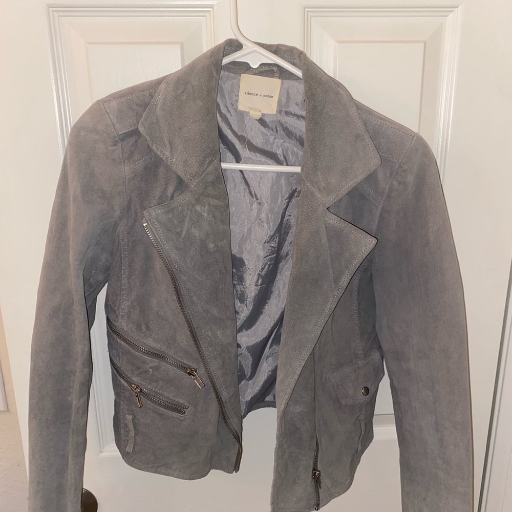 silence + noise suede leather jacket